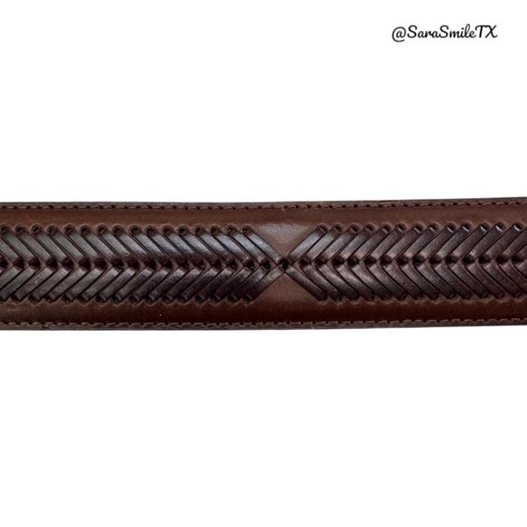 NOCONA BELT CO Mens Vintage Brown Leather Top Hand Ranger Western Belt - Picture 3 of 9